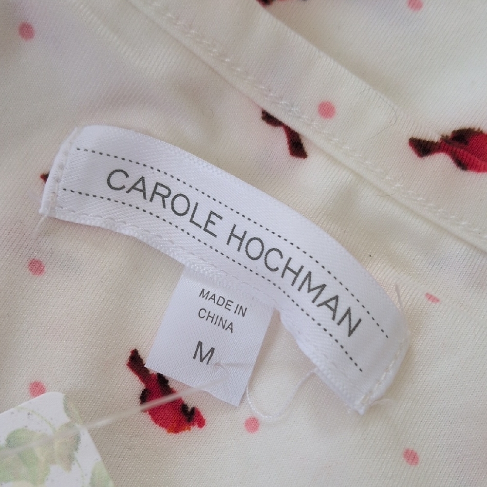 CAROLE HOCHMAN I NWT Brushed Ivory Long Sleeve Carinal Print Nightgown, M - Picture 7 of 11